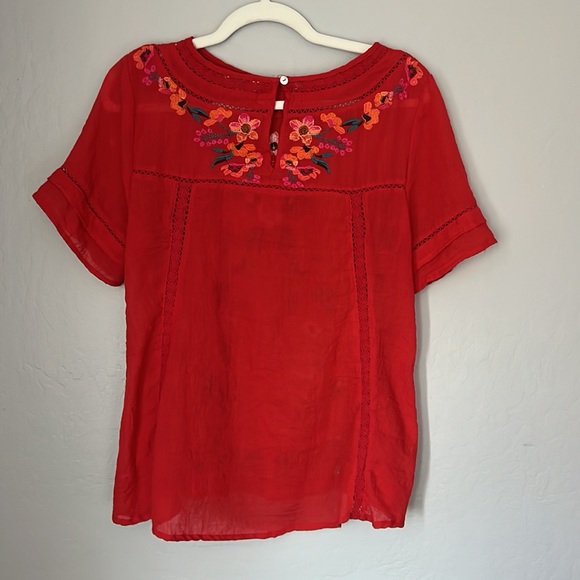 Red Top with Floral Embroidery - Picture 3 of 7